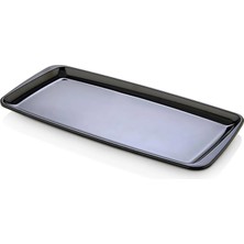 GuvenliPazar 6 Adet 16X33 cm Melamin Baton Servis Sunum Tabağı Makinede Yıkanabilir Dikdörtgen Siyah