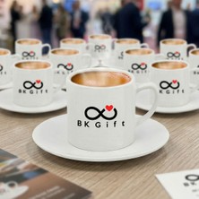 BK Gift Bk Kurumsal Promosyon Logolu Beyaz Türk Kahvesi Fincanı – Çift Taraflı Baskılı Seramik Fincan