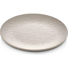 GuvenliPazar 12 Adet Mat Krem Melamin Tatlı Tabağı Servis Tabağı Makinede Yıkanabilir 25 cm