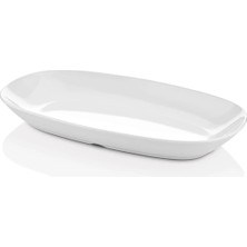 GuvenliPazar 12 Adet 15X9 cm Melamin Oval Kayık Kahvaltılık Mezelik Makinede Yıkanabilir Beyaz Servis Tabağı