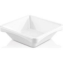 GuvenliPazar 12 Adet Melamin Kare Minimal Sosluk ve Çerezlik - 12X12 cm 210 ml Beyaz Makinede Yıkanabilir