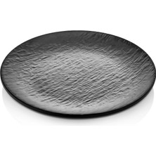 GuvenliPazar 12 Adet Mat Siyah Melamin Tatlı Tabağı Servis Tabağı - Bulaşık Makinesinde Yıkanabilir 17 cm