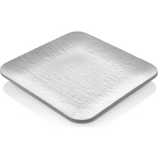GuvenliPazar 12 Adet Mat Beyaz Kare Melamin Tatlı Tabağı Servis Tabağı - Bulaşık Makinesinde Yıkanabilir 18 cm