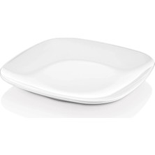GuvenliPazar 12 Adet Melamin Kare Oval Köşeli Beyaz Servis Tabağı - Tatlı ve Sunum Tabağı 30 cm