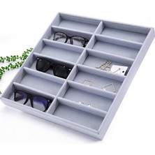PremiumPort Gri Süet Çok Bölmeli Eşyalar Için Şık Servis Tablası 36X38 cm