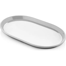 GuvenliPazar 6 Adet 14X24 cm Melamin Derin Oval Kahvaltılık Mezelik Makinede Yıkanabilir Siyah Servis Tabağı