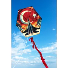 Hak-İş Oyuncak Bayram Temalı Ay Yıldız & F16 Desenli Altıgen Uçurtma- Kolay Kurulum