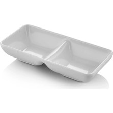 GuvenliPazar 12 Adet Melamin 2 Bölmeli Sosluk ve Çerezlik - 18X9 cm - Bulaşık Makinesinde Yıkanabilir - Beyaz