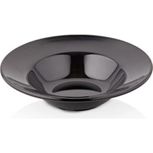 GuvenliPazar 12 Adet 25 cm Melamin Spagetti Tabağı Derin Makarna Tabağı Makinede Yıkanabilir Siyah