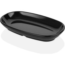 GuvenliPazar 12 Adet 15X9 cm Melamin Oval Kayık Kahvaltılık Mezelik Makinede Yıkanabilir Siyah Servis Tabağı