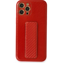 Alvera 12 Pro Kılıf Co Karbon Standlı Kapak - Kırmızı