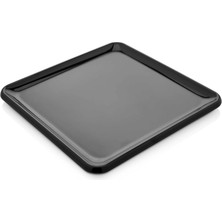 GuvenliPazar 12 Adet Kare Melamin Tatlı Servis Sunum Tabağı Makinede Yıkanabilir Mimoza Siyah 22 cm