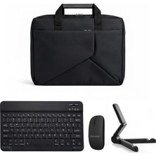 Microcase Huawei Matepad 11.5 2025 Macbook Laptop Çantası 2 Bölmeli + Bluetooth Klavye+Mouse+Tablet Standı Siyah AL5568