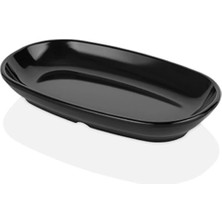 GuvenliPazar 12 Adet 29X17 cm Melamin Oval Kayık Kahvaltılık Mezelik Makinede Yıkanabilir Siyah Servis Tabağı