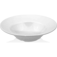 GuvenliPazar 6 Adet 25 cm Melamin Spagetti Tabağı Derin Makarna Tabağı Makinede Yıkanabilir Beyaz