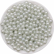 Hedef Bijuteri 8mm Beyaz Cam İnci Boncuk 50 gr Renkli Plastik Takı Yapım Malzemesi