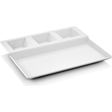 GuvenliPazar 6 Adet Melamin Burger Tabağı 27X23 cm Bölmeli Hamburger Patates Tabağı Makinede Yıkanabilir Beyaz