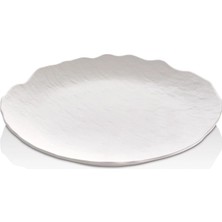 GuvenliPazar 12 Adet Melamin Tatlı Tabağı Servis Tabağı - Bulaşık Makinesinde Yıkanabilir Mat Beyaz 24 cm