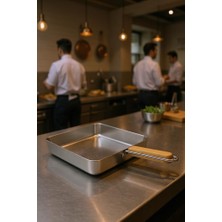 Bambum Cesta - Bambu Saplı Çelik Sunum Tavası Kare Büyük