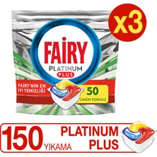 Fairy Platinum Plus Limon Kokulu Bulaşık Makinesi Deterjanı Tableti 50 Yıkama x3 Etkili Temizlik