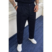 Damga Erkek Yüksek Bel Regular Fit Lacivert Kumaş Pantolon
