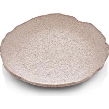 GuvenliPazar 12 Adet Melamin Tatlı Tabağı Servis Tabağı - Bulaşık Makinesinde Yıkanabilir Mat Krem Desenli 18 cm