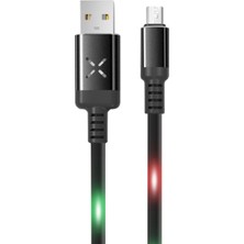 Akinco DC09 Ses Duyarlı Işıklı Micro USB Kablo 1m 2A - Siyah