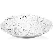 GuvenliPazar 6 Adet Melamin Tatlı Tabağı Servis Tabağı - Makinede Yıkanabilir Mat Beyaz Kırçıl Desenli 24 cm