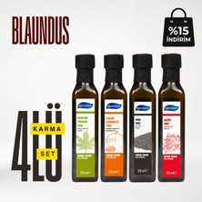 Egenatura Blaundus: Kenevir +Kabak Çek.+ Chia +Aspir Yağı 4 x 250 ml Cam Şişe Soğuk Sıkım