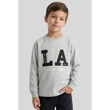 Waka Waka Kids Store Erkek Çocuk L.a. Silver Lake Baskılı Gri Melanj Sweatshirt