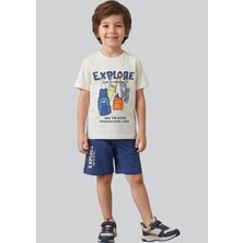 Waka Waka Kids Store Erkek Çocuk Explore Baskılı Şortlu Takım - Macera Temalı 2'li Set