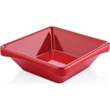 GuvenliPazar 6 Adet Melamin Kare Minimal Sosluk ve Çerezlik - 12X12 cm 210 ml Kırmızı Makinede Yıkanabilir