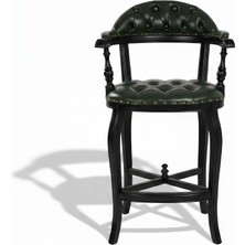 Gazzini Furniture Majesta Kapitoneli Classic Ahşap Bar Sandalyesi