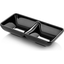 GuvenliPazar 12 Adet Melamin 2 Bölmeli Sosluk ve Çerezlik - 18X9 cm - Bulaşık Makinesinde Yıkanabilir - Siyah