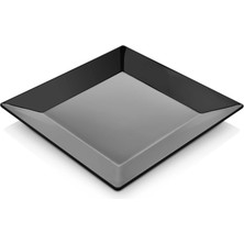 GuvenliPazar 6 Adet Kare Melamin Tatlı Servis Sunum Tabağı Makinende Yıkanabilir Mozaik Siyah 22 cm