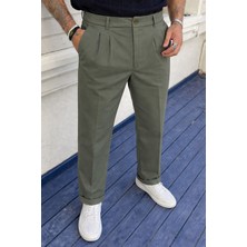 Damga Erkek Yüksek Bel Regular Fit Haki Kumaş Pantolon