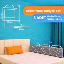 Miralay Yeni Nesil Yatak Bariyeri 50 x 30 cm Gri Yıldız ( 3 Adet)