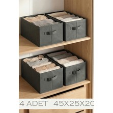 PremiumPort Antrasit 4'lü Tela Dolap Içi Düzenleyici Kutu 45X25X20 cm