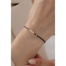 Bayar Gold 14 Ayar Altın Anadolu Bereket Sembolü Siyah İpli Bileklik