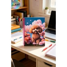 Glanart 100 Yaprak Sevimli Köpek Desenli Orta Boy Sert Kapak Kareli Defter 17X24 Cırtlı