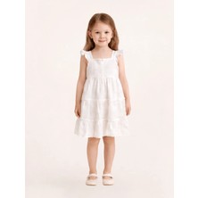 Luggi Baby Kare Yaka Kısa Kollu Kız Çocuk Elbise