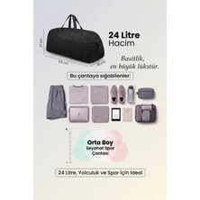 Kaff Orta Boy Siyah Önü Cepli Ayarlanabilir Omuz Askılı El Seyahat Spor Çantası -00832