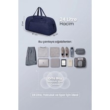 Kaff Orta Boy Lacivert Önü Cepli Ayarlanabilir Omuz Askılı El Seyahat Spor Çantası -00832