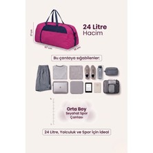 Kaff Orta Boy Pembe Önü Cepli Ayarlanabilir Omuz Askılı El Seyahat Spor Çantası -00832