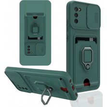 Veloro  Galaxy A03S Kılıf Zuma Kartvizitli Yüzüklü  - Yeşil