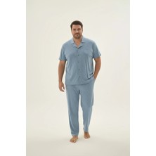 SVM 9698 Erkek Bıg Sıze Düğmeli Pijama Takım