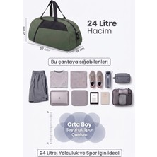 Kaff Orta Boy Haki Önü Cepli Ayarlanabilir Omuz Askılı El Seyahat Spor Çantası -00832