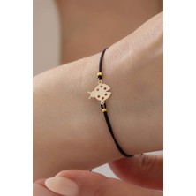 Bayar Gold 14 Ayar Altın Uğur Böceği Siyah İpli Bileklik