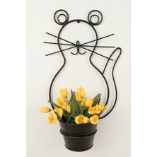 Desen Dekorasyon Fare Figürlü Duvar Saksılığı - Metal Askılı Tek Saksı ve Çiçeklik