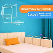 Miralay Yeni Nesil Yatak Bariyeri 50 x 30 cm Bej ( 3 Adet)